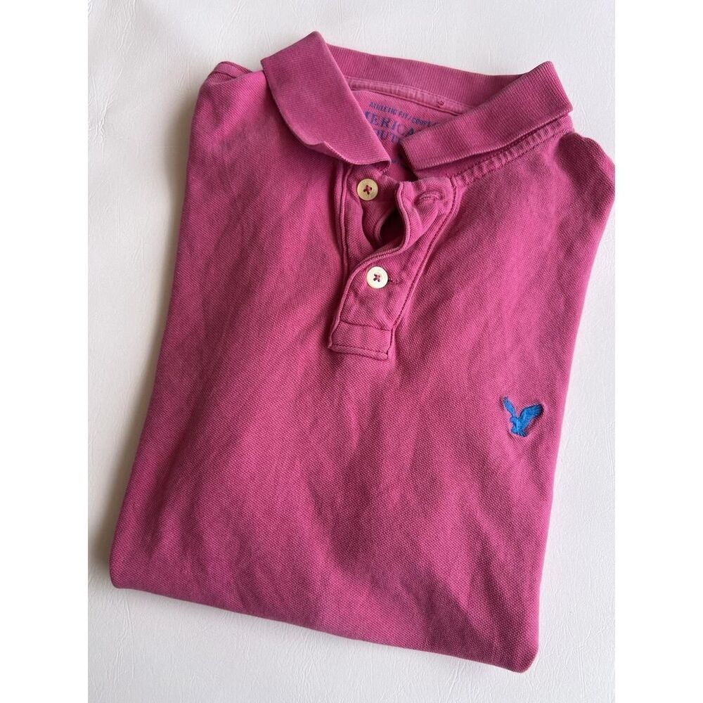 American Eagle Y2K Polo Shirt Men’s Size Medium Pink Preppy Casual